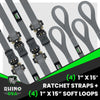 Rhino USA Medium Duty Ratchet Strap Tie-Down 4-Pack (Gray)