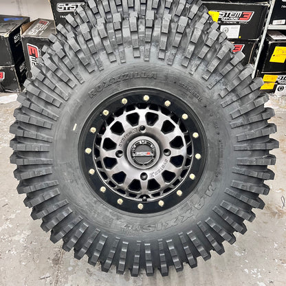 System 3 SB6 Beadlock Wheels + Maxxis Roxxzilla Tires (Mounted Kit) – Gunmetal