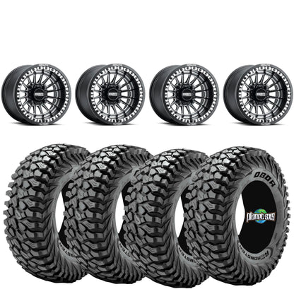 Metal FX Delta  beadlock Satin Blk/ Contrast Cut 15x10 on Journey Rock Poison tires