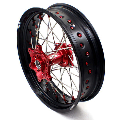 KKE 17 Inch OEM Size Supermoto Wheels for Honda XR650L 1993-2024 Red Nipple