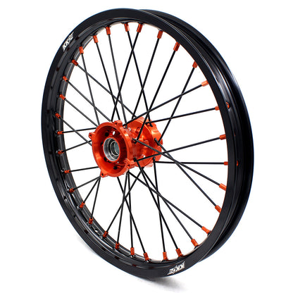 KKE 19"*1.6/16"*1.85 Big Kid's Wheels Rims Set For KTM SX85 2021 2022 2023 2024 Orange Nipples & Black Spokes