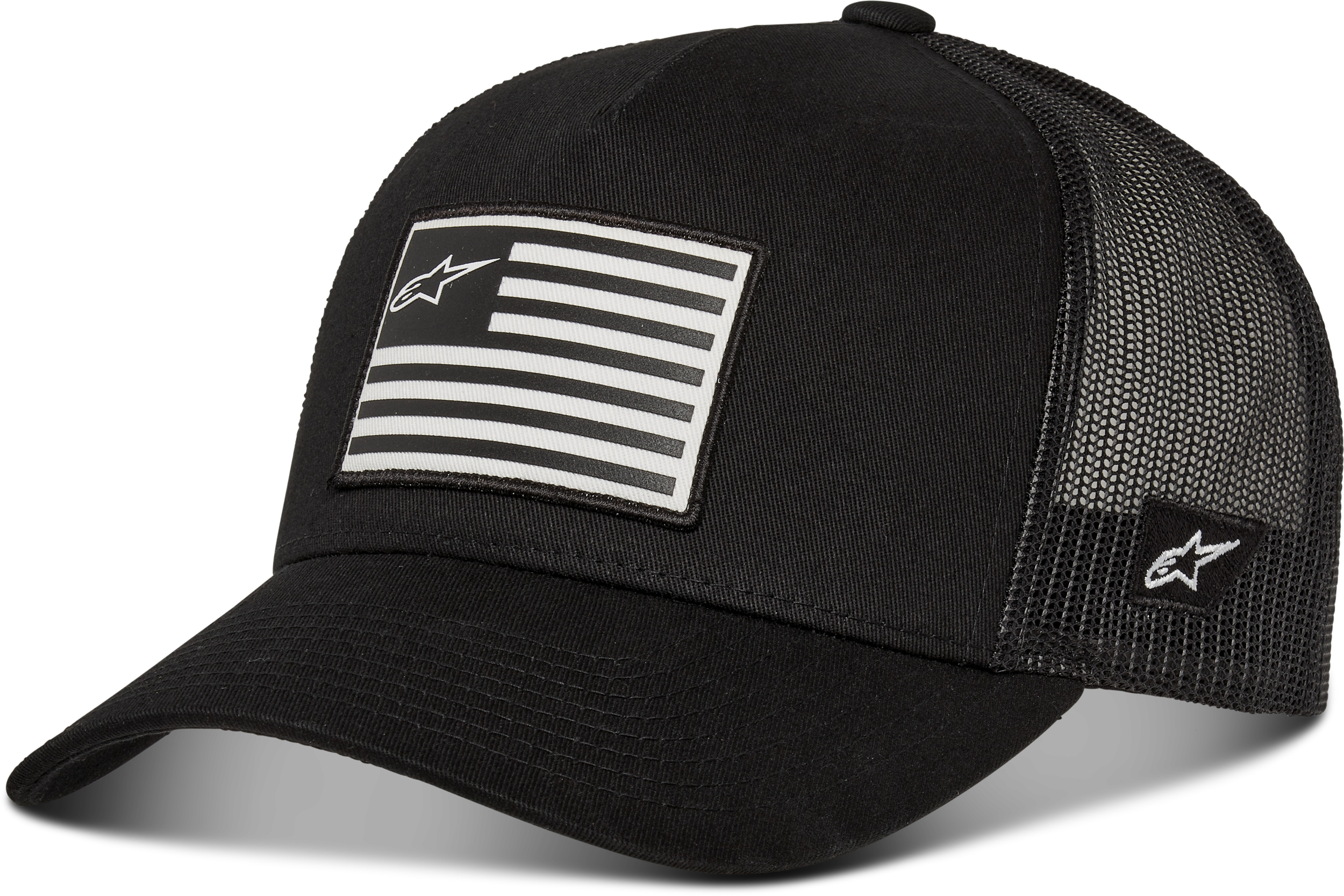 Flag Flat Trucker Hat Black/Black