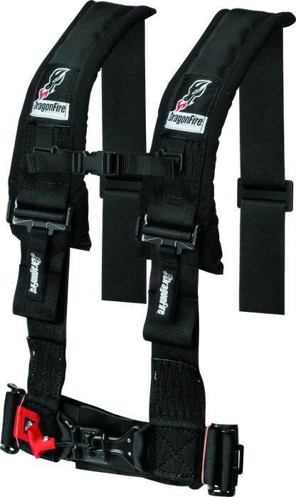 DragonFire Racing Harness- H-Style- 4-Point- 3in Buckle- Black