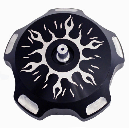 Billet Gas Cap (Black Flames)