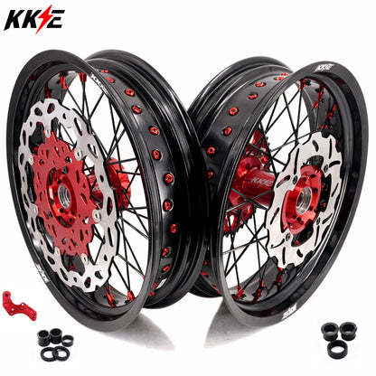 KKE 17inch Supermoto Wheels fit HONDA CRF250R 04-13 CRF450R 02-12 Black Spoke
