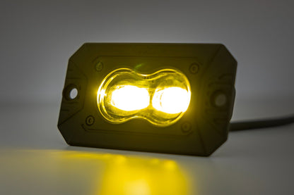 Rough Country | 3x1.75 Inch Black Series | Yellow | LED Slim Aux | SAE Fog | Flush Mount | Pair | 70909