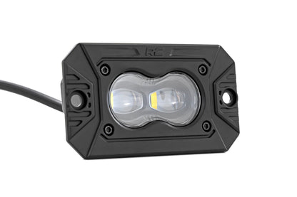 Rough Country | 3x1.75 Inch Black Series | Yellow | LED Slim Aux | SAE Fog | Flush Mount | Pair | 70909