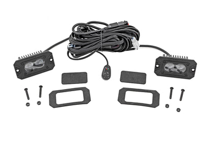 Rough Country | 3x1.75 Inch Black Series LED Slim Aux | SAE Fog | Flush Mount | Pair | 70908