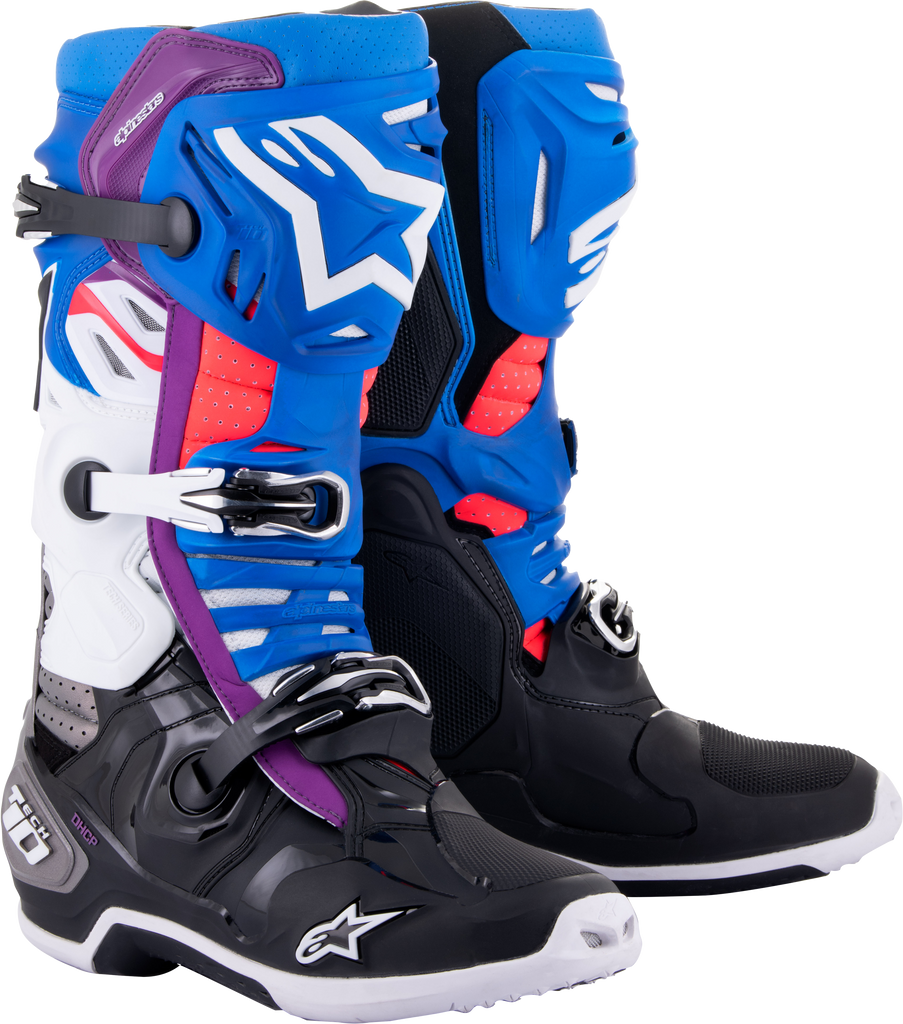 Tech 10 Supervented Boots Blk/Enamel Blu/Pur/Wht Sz 10