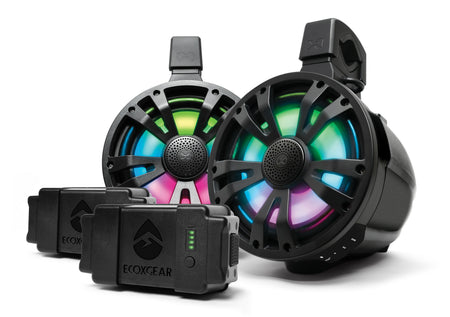 Extrmtower 2 Pk 8  Spkr 2 Amp Speakers + 2 Batteries Blk