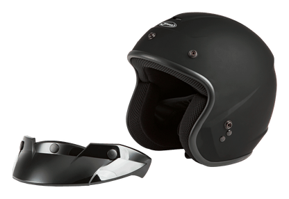 Of 2 Open Face Helmet Matte Black Lg