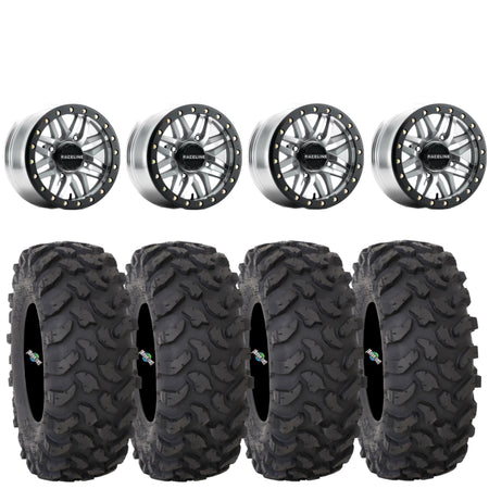 Raceline Ryno Beadlock Wheels + System 3 XTR370 Tires (Mounted Kit) – Machined | Fits UTVs with 4x137 Bolt Pattern