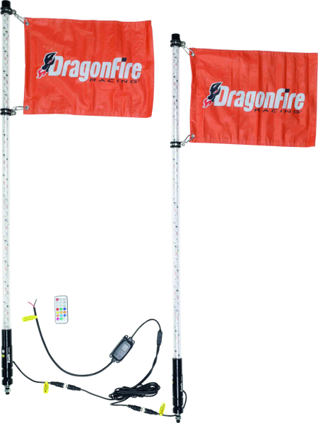 DragonFire Racing Whips - 4Ft Spiral Led Clear Pair
