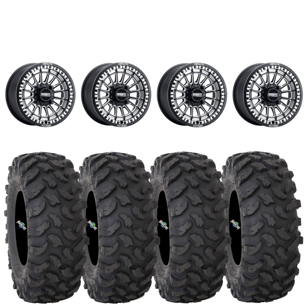 Metal FX Delta Beadlock Wheels (Black Contrast Cut) on System 3 XTR370 Tires – UTV Wheel & Tire Kit