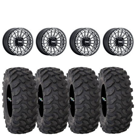 Metal FX Delta Beadlock Wheels (Black Contrast Cut) on System 3 XTR370 Tires – UTV Wheel & Tire Kit