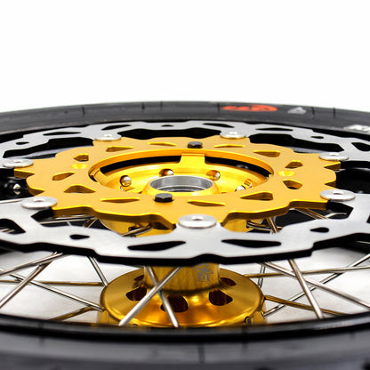 KKE 3.5 & 4.25*17inch Supermoto Rims Tires for SUZUKI RMZ250 2007-2025 RMZ450 2005-2025 Gold