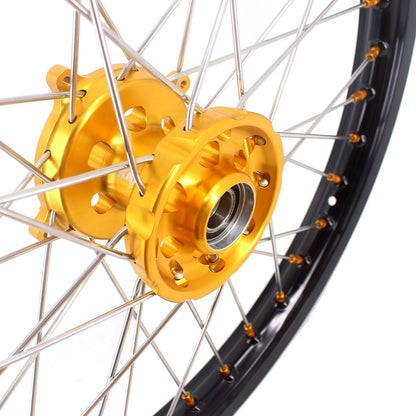 KKE 21 & 19 MX Rims for Suzuki RMZ250 2007-2025 RMZ450 2005-2025 Gold Nipple
