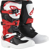 Alpinestars Tech 3s Youth Boots White/Black/Bit Red Size 6 - High-Performance Motocross Gear