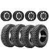 Valor V15 Black Beadlock Wheels + Journey Rock Poison tires (Mounted Kit) – Fits UTVs with 5/4.5 Bolt Pattern