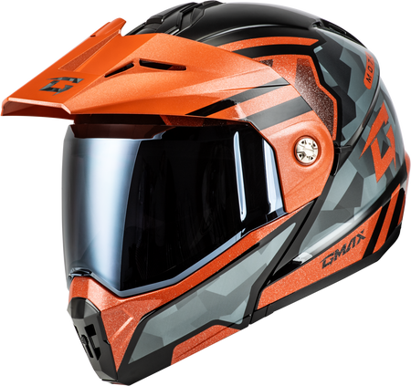 Md 74 Striker Modular Helmet W Smk Shield Blk/Gry/Or Mtlc 3x