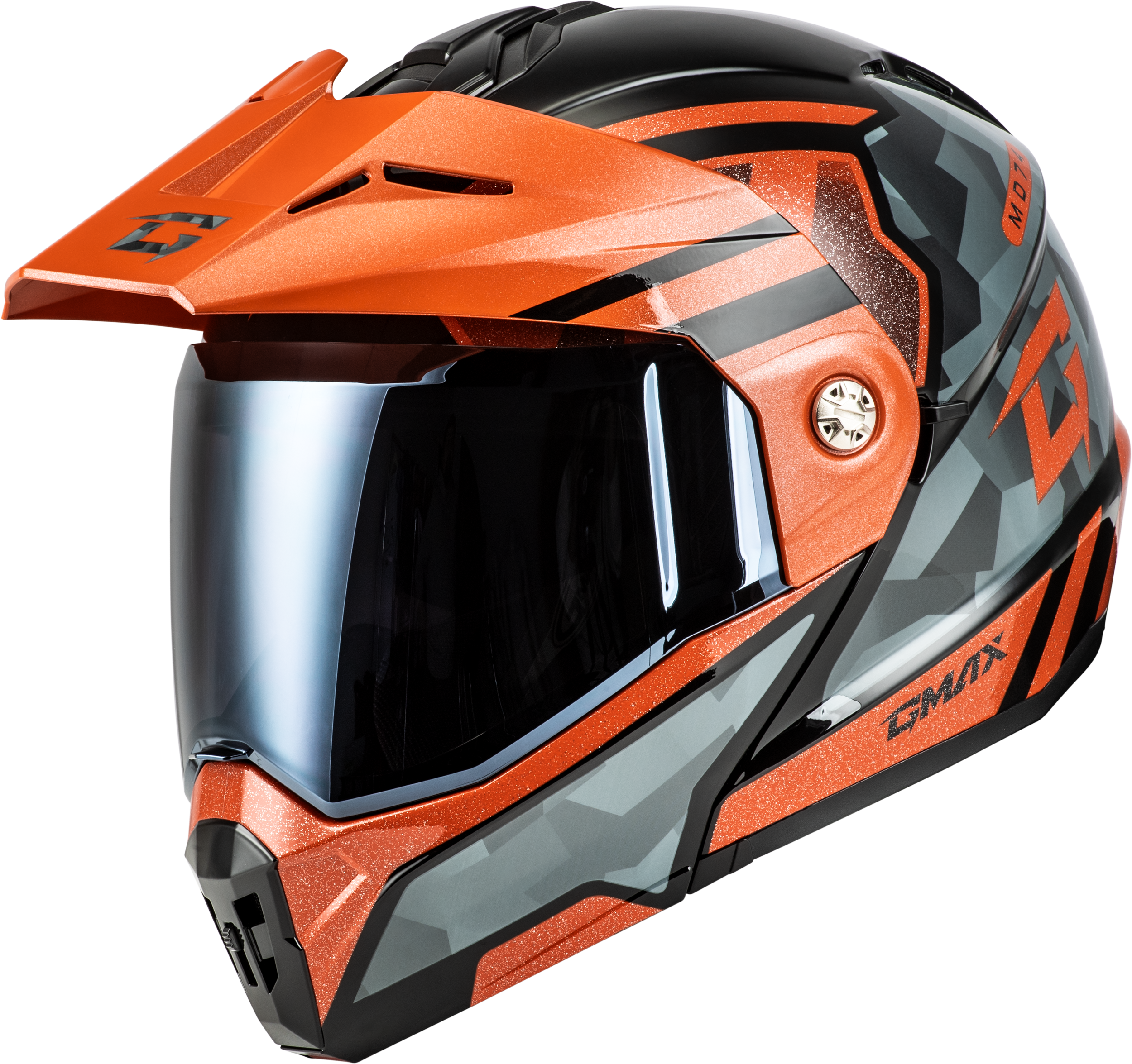 Md 74 Striker Modular Helmet W Smk Shield Blk/Gry/Or Mtlc Sm