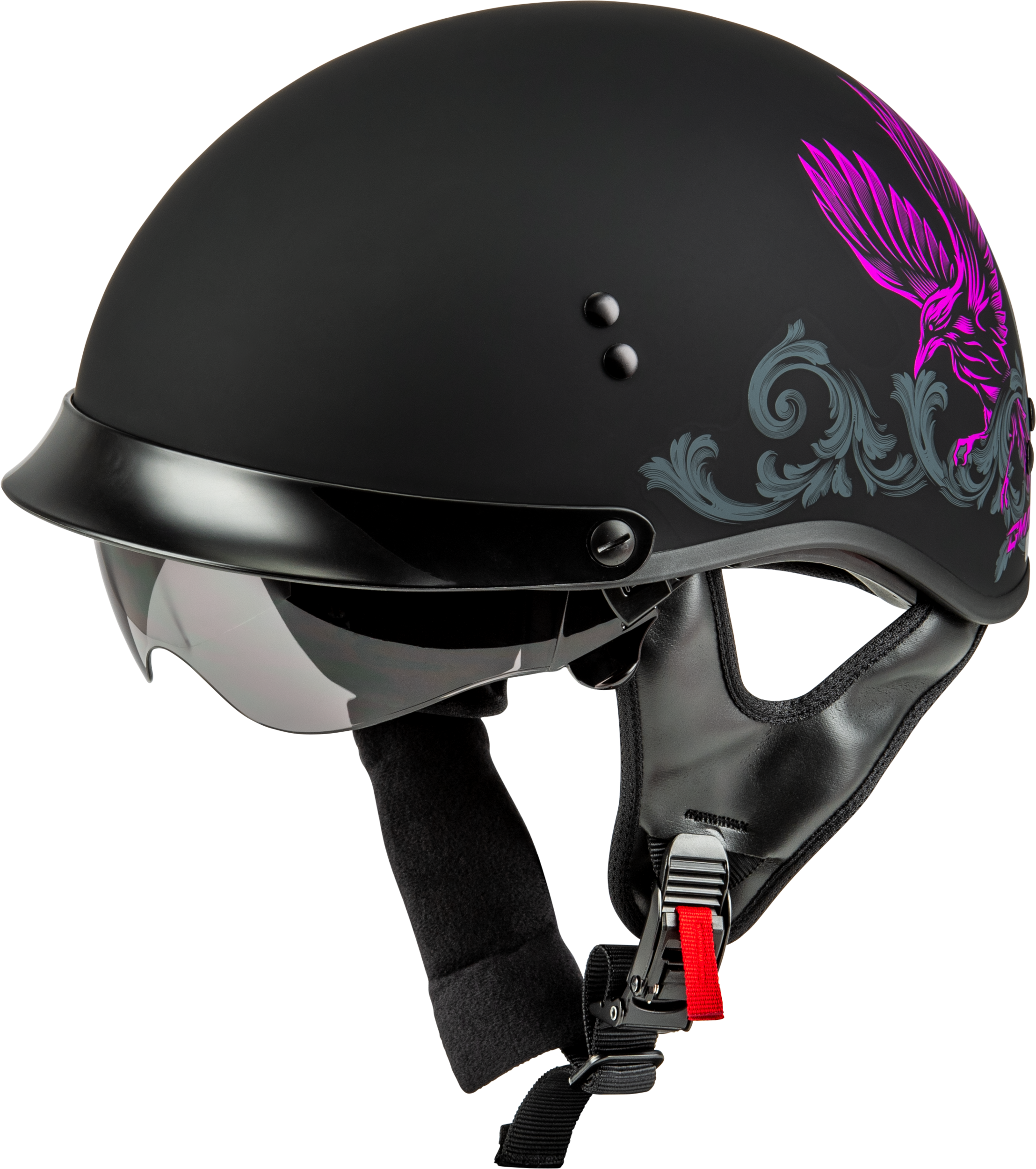 Hh 65 Corvus Helmet W/Peak Matte Black/Purple/Grey Lg