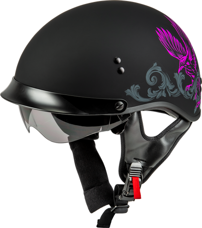 Hh 65 Corvus Helmet W/Peak Matte Black/Purple/Grey Lg