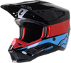S M5 Bond Helmet Black/Red/Cyan Glossy Md