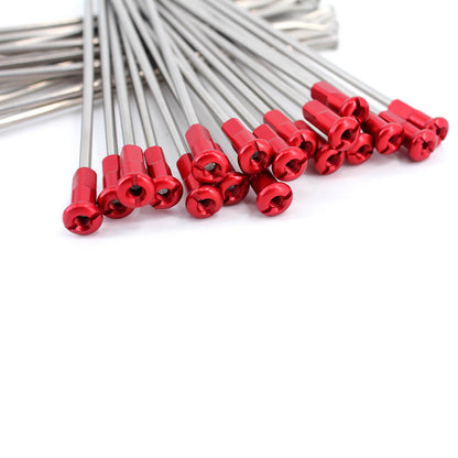 KKE FRONT 1.6*21 STAINLESS STEEL SPOKE SET WITH ALLOY RED NIPPLE FOR HONDA CRF250R CRF250X CRF450R CRF450X SILVER