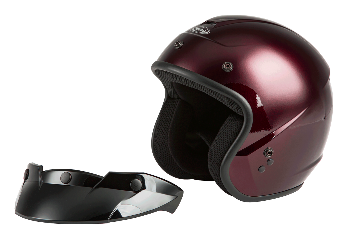 Of 2 Open Face Helmet Wine Red Lg