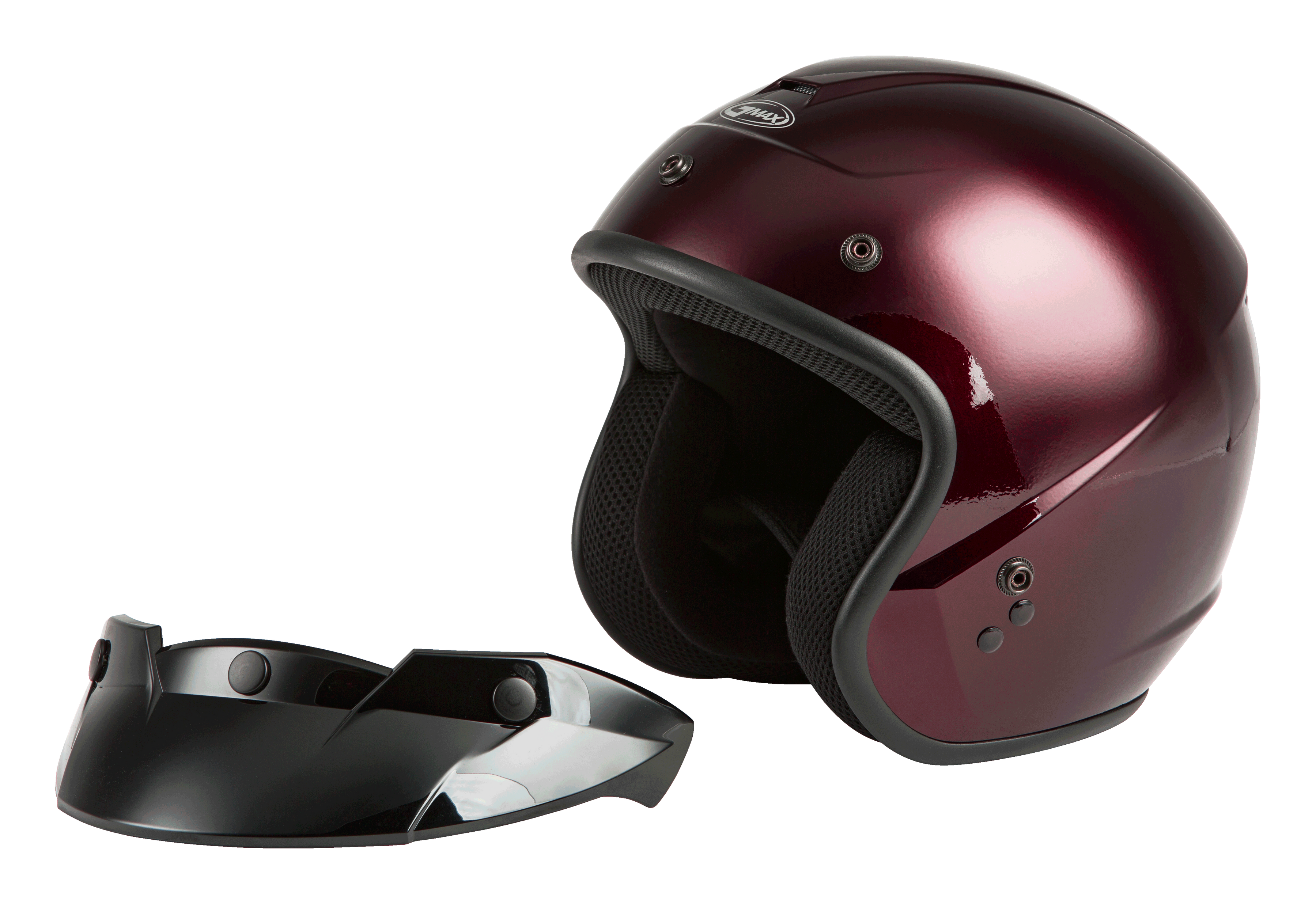 Of 2 Open Face Helmet Wine Red Lg