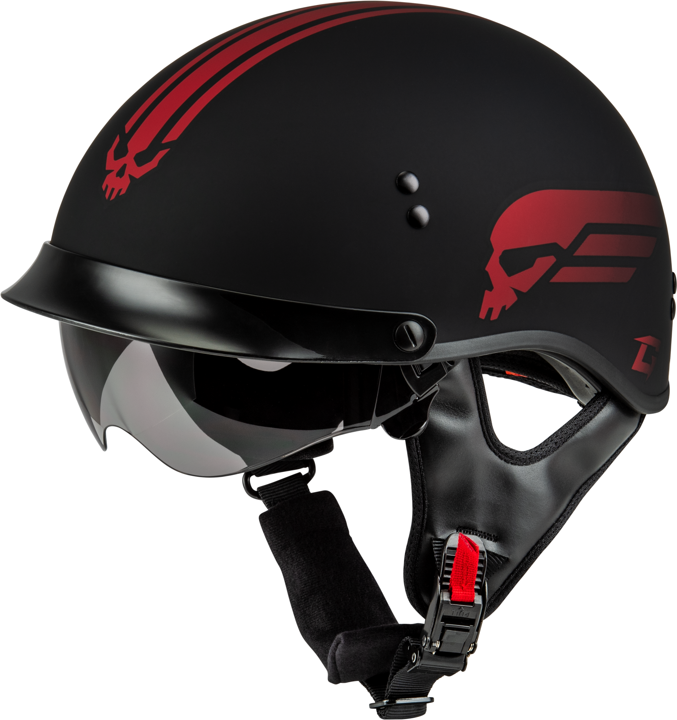 Hh 65 Retribution Helmet W/Peak Matte Black/Red Sm