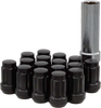 16/Pk 12mmx1.25 Tapered Lug Nuts 60  Splined Black