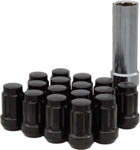 16/Pk 12mmx1.25 Tapered Lug Nuts 60  Splined Black