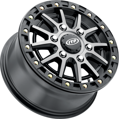 ITP SD10 Grey/Black Ring Wheel - 16x7, 6/5.5 Bolt Pattern, 6+1 Offset