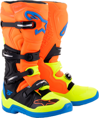 Alpinestars Tech 5 Boots Blue/Orange/Yellow Fluo Size 13 - Advanced Motocross Performance