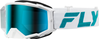 FLY RACING ZONE ELITE GOGGLE WHITE/TEAL W/ LIGHT GRN MIRROR/SMOKE LENS