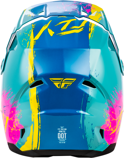 Fly Racing Kinetic Drip Youth Helmet - Turquoise/Pink/Yellow