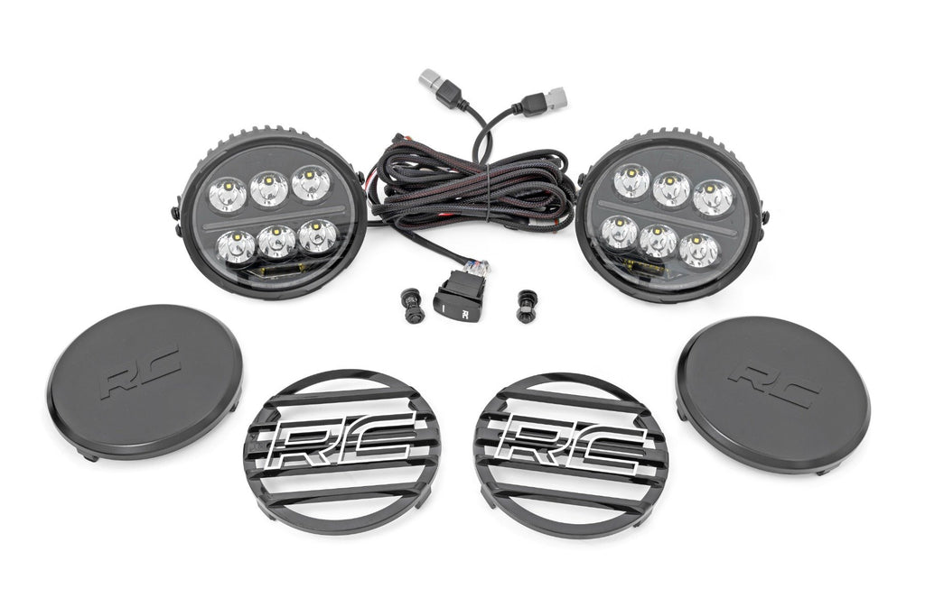 Rough Country | Black Series Halo LED Light Pair | White/Amber DRL | 6.5 Inch | Round | 70805B