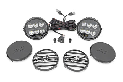 Rough Country | Black Series Halo LED Light Pair | White/Amber DRL | 6.5 Inch | Round | 70805B
