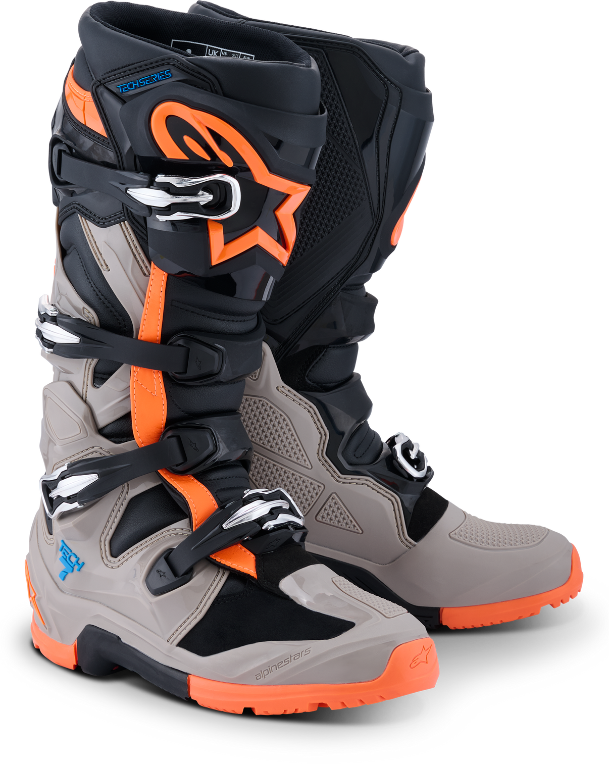 Tech 7 Enduro Blk/Warm Gry/Orange Fluo 8