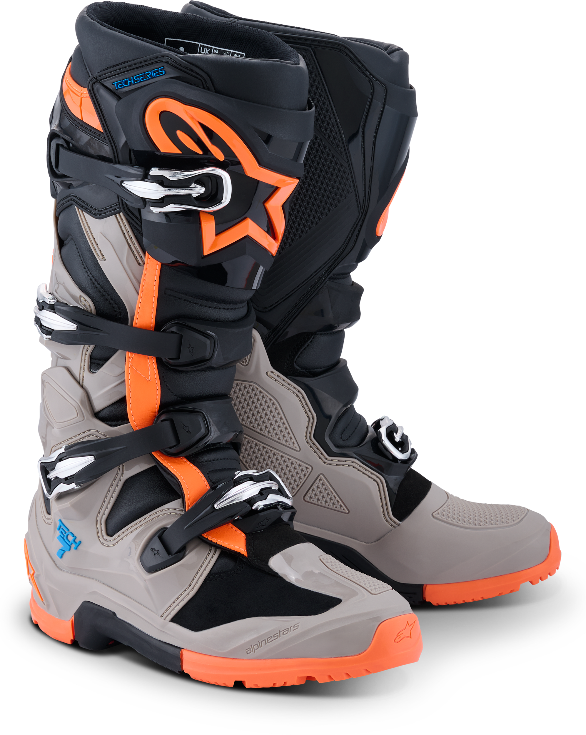 Tech 7 Enduro Blk/Warm Gry/Orange Fluo 8