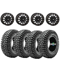 High Lifter HLA1 Matte Black Beadlock Wheels on Obor RocScraper Tires – 4/137 UTV Wheel & Tire Kit
