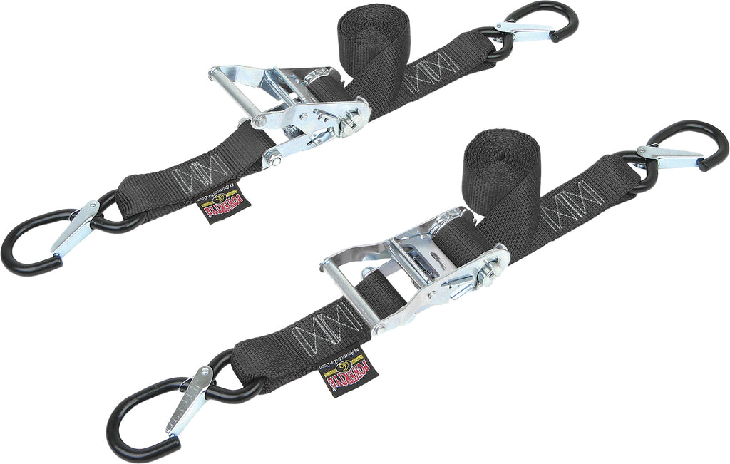 Tie Down Ratchet Sec Hook 1.5"X6' Black Pair