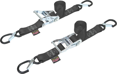 Tie Down Ratchet Sec Hook 1.5"X6' Black Pair