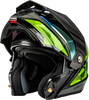 Md 74 Striker Modular Helmet W Gld Shld Blk/Slvr/Grn Mtlc Xs
