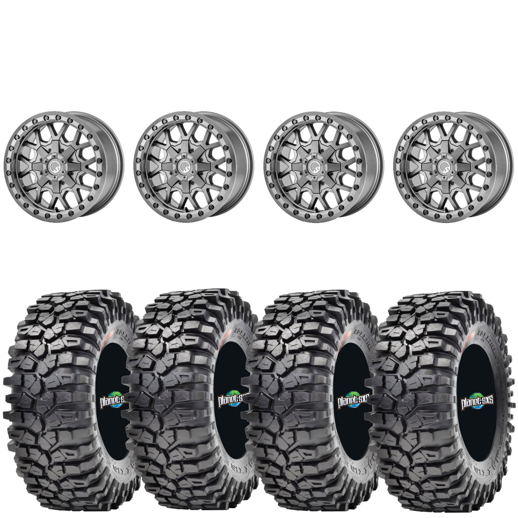 Super ATV MADLock Satin Gunmetal beadlock on Maxxis Roxxilla | 4/156