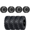 Valor Offroad V08 Satin Black Beadlocks on ITP MT911 Mud Tires – Mounted UTV Kit