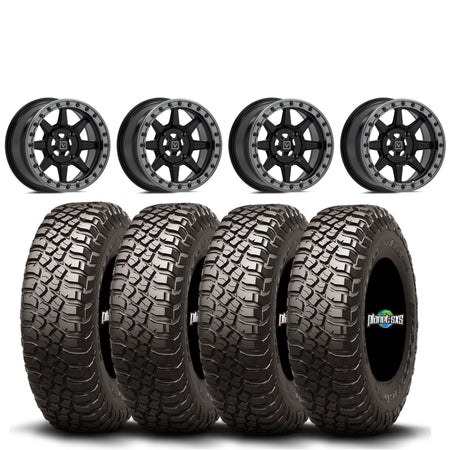 Valor Offroad V13 Beadlock Satin Black 4+3 on BFG KM3 | 4/156