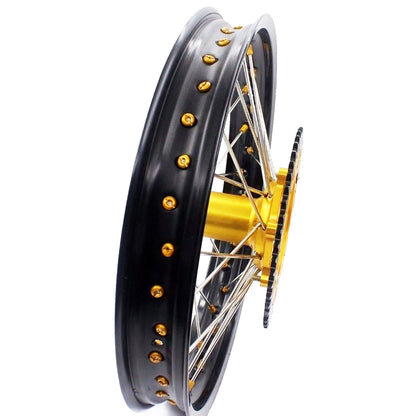 KKE 21 & 19 MX Rims for Suzuki RMZ250 2007-2025 RMZ450 2005-2025 Gold Nipple